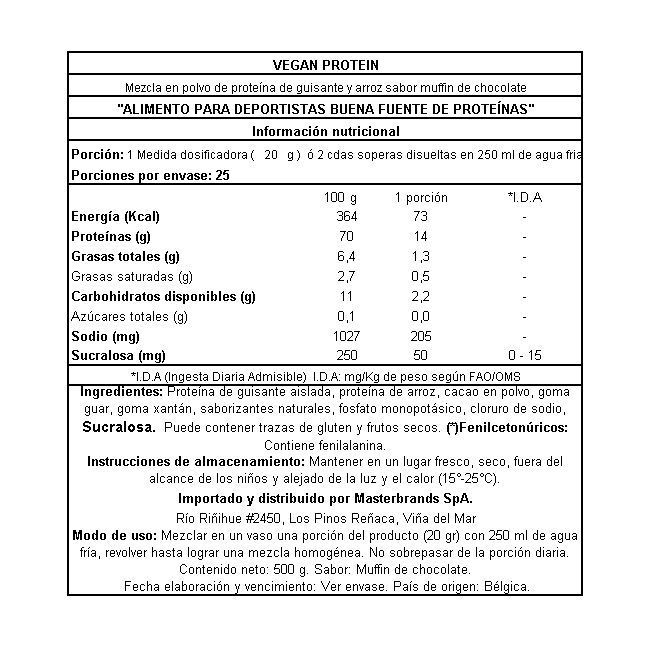 Proteína Vegana Sin Azúcar 500Grs Chocolate-3