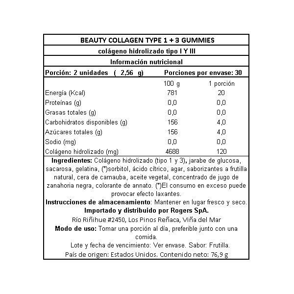 Colágeno Tipo I & III Beauty Collagen - 60 Gomitas-1