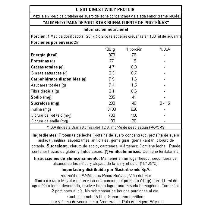 Proteína Whey Light Digest 500Grs Creme Brule-3
