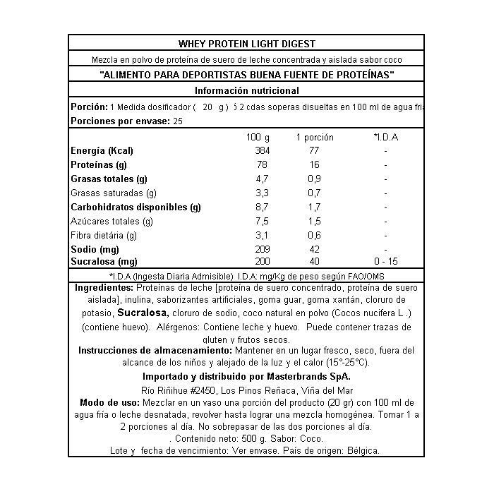 Proteína Whey Light Digest 500Grs Coconut-3