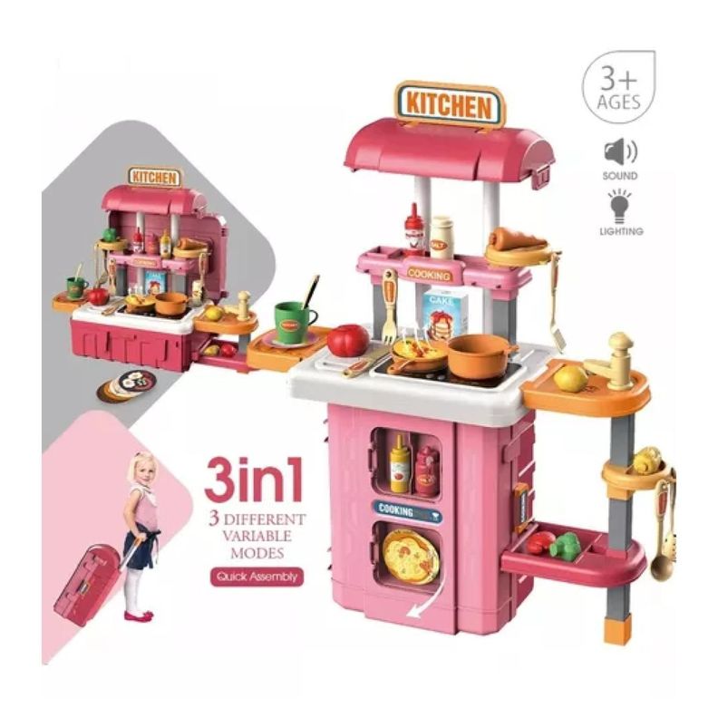 Juguete Cocina Movil 3 En 1 Con 49 Accesorios-1