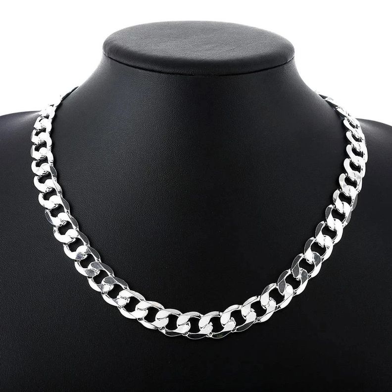Cadena Plata Ley 925 Grumet 62 Cm Y 1 Cm Diámetro Hombre.-0