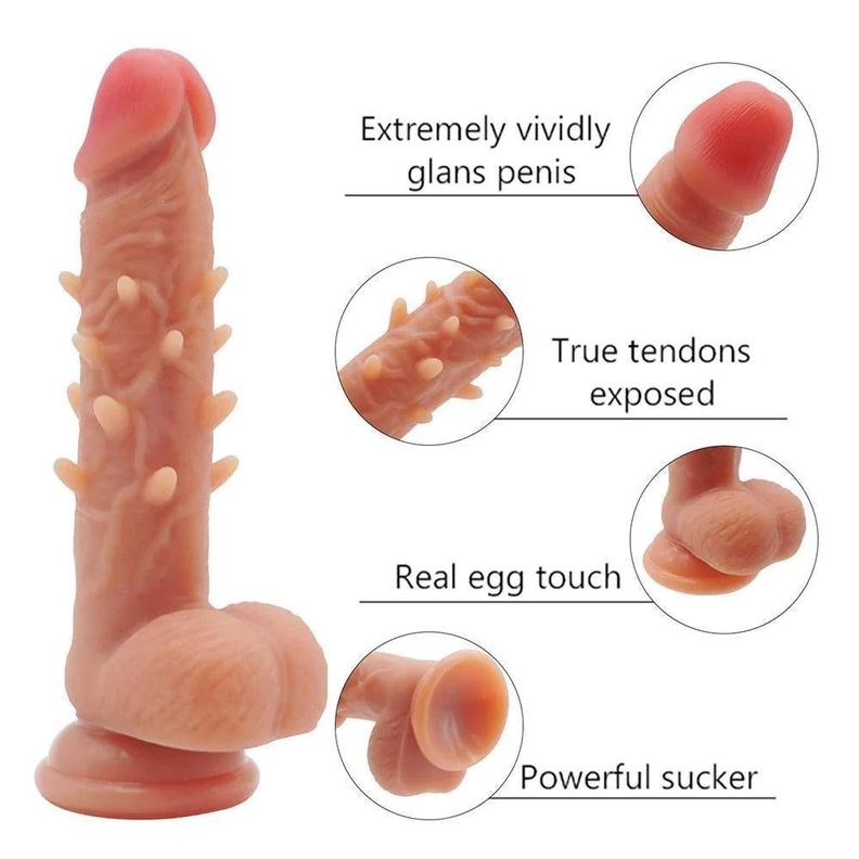 Dildo Realista, Con Testículos Y Puntos De Estimulación 23 Cm-3