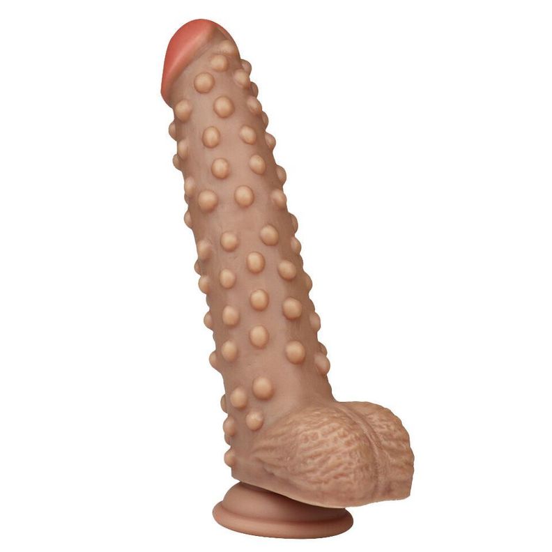 Dildo Realista, Con Testículos Y Puntos De Estimulación 24 Cm-0