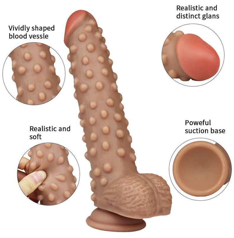Dildo Realista, Con Testículos Y Puntos De Estimulación 24 Cm-1