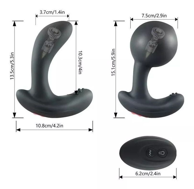 Masajeador De Próstata Dildo Vibrador Tapón Inflador -2