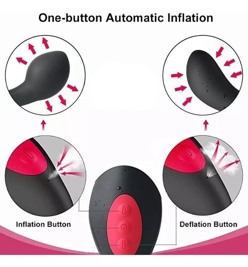 Masajeador De Próstata Dildo Vibrador Tapón Inflador -5