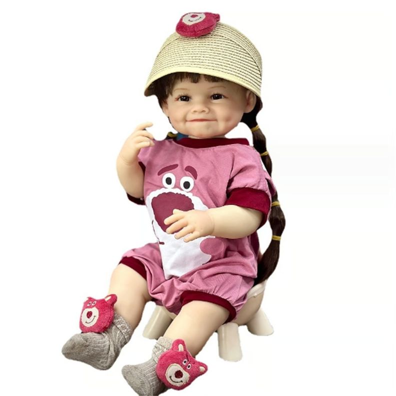 Muñeca Reborn Sonriente De Cuerpo De Silicona - 55 Cm-0
