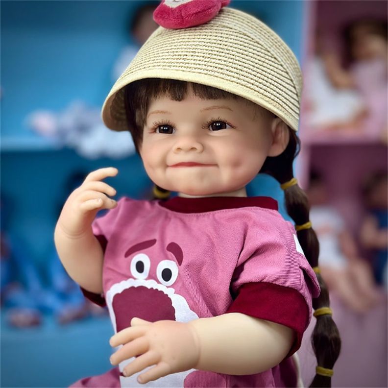 Muñeca Reborn Sonriente De Cuerpo De Silicona - 55 Cm-2