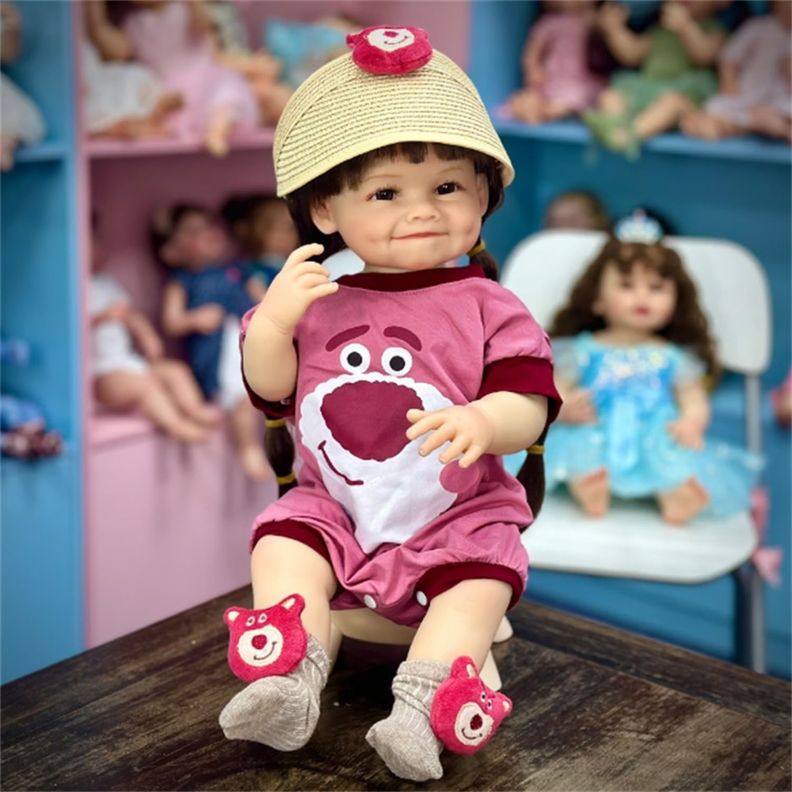 Muñeca Reborn Sonriente De Cuerpo De Silicona - 55 Cm-3
