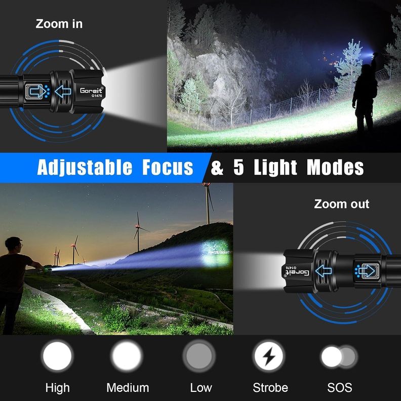 Linterna Táctica Militar Led Recargable Usb 100000lm-5