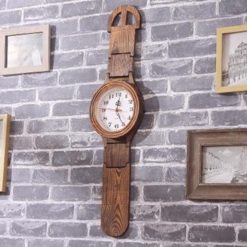 Reloj Madera Diseño Pulsera Vintage De Pared 56 Cm-1
