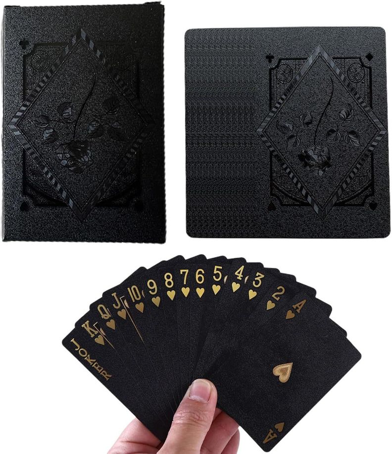 Baraja Naipe Carta Ingles Negras Plástica Póker Premium-1