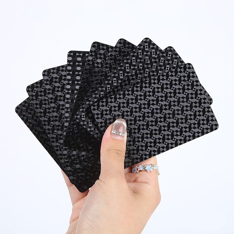Baraja Naipe Carta Ingles Negras Plástica Póker Premium-6
