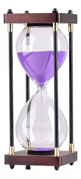 Reloj De Arena De Vidrio Con Marco De Madera, 30 Minutos.-0