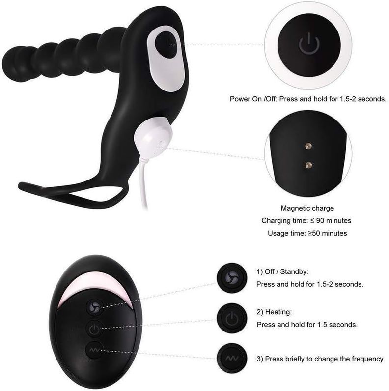 Plug Anal Telescópico Anillo Pene Estimulador Vibradores-2