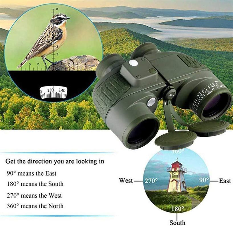Binocular Marinos 10X50 Prismáticos Impermeables Brújula Telémetro-0