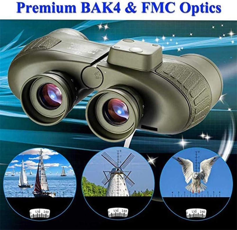 Binocular Marinos 10X50 Prismáticos Impermeables Brújula Telémetro-1