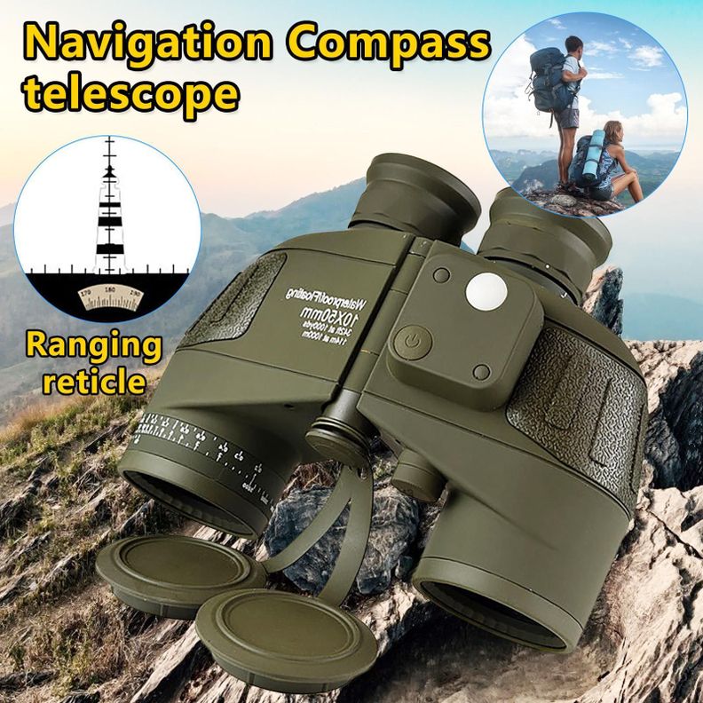 Binocular Marinos 10X50 Prismáticos Impermeables Brújula Telémetro-2