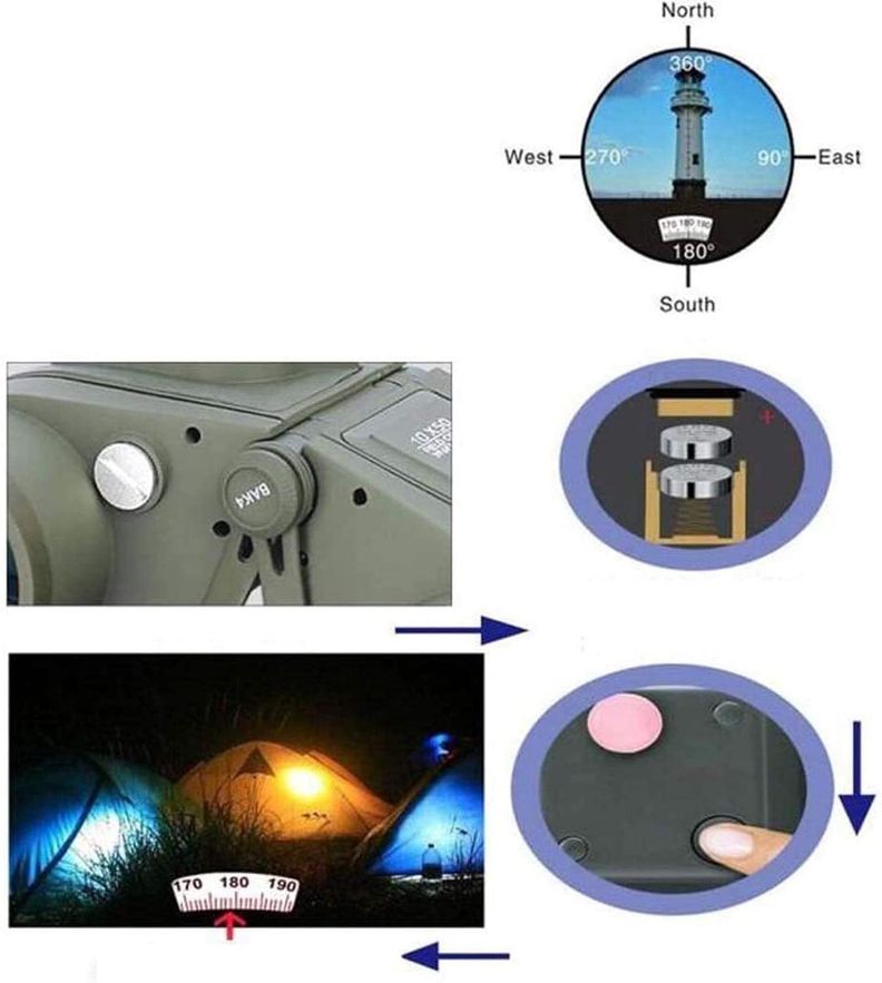 Binocular Marinos 10X50 Prismáticos Impermeables Brújula Telémetro-5