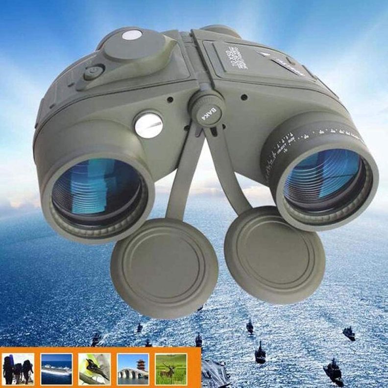 Binocular Marinos 10X50 Prismáticos Impermeables Brújula Telémetro-7