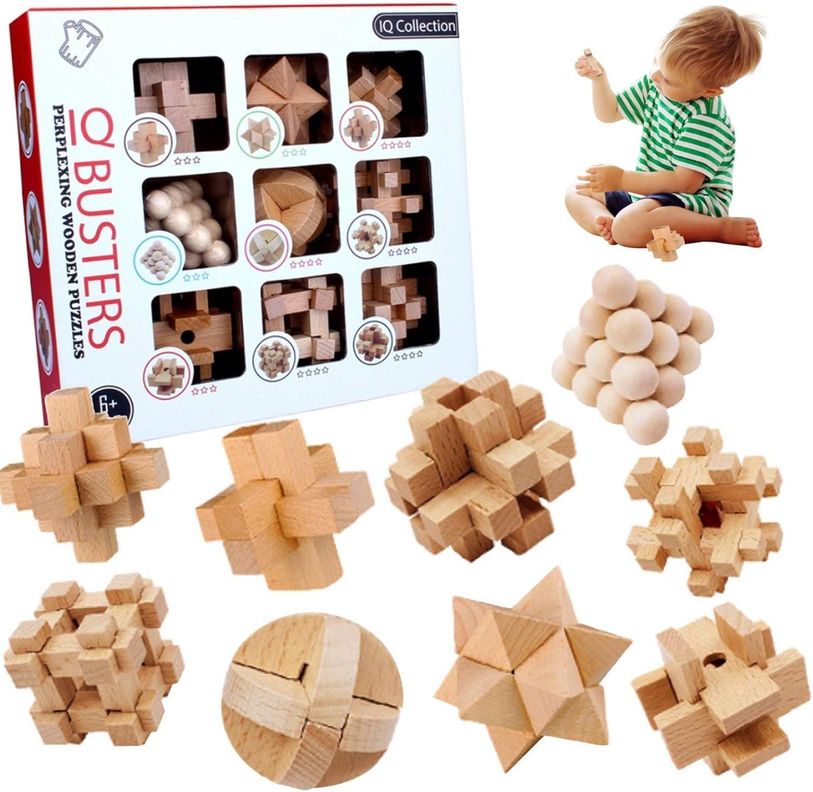 Juego De Destreza De Madera 3D 9 Piezas -0