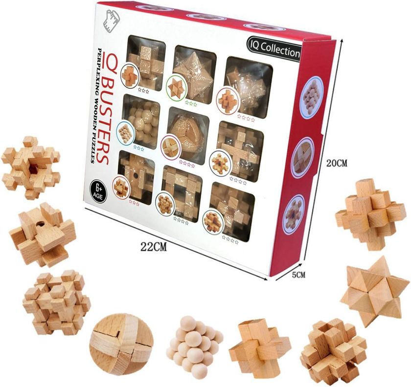 Juego De Destreza De Madera 3D 9 Piezas -1