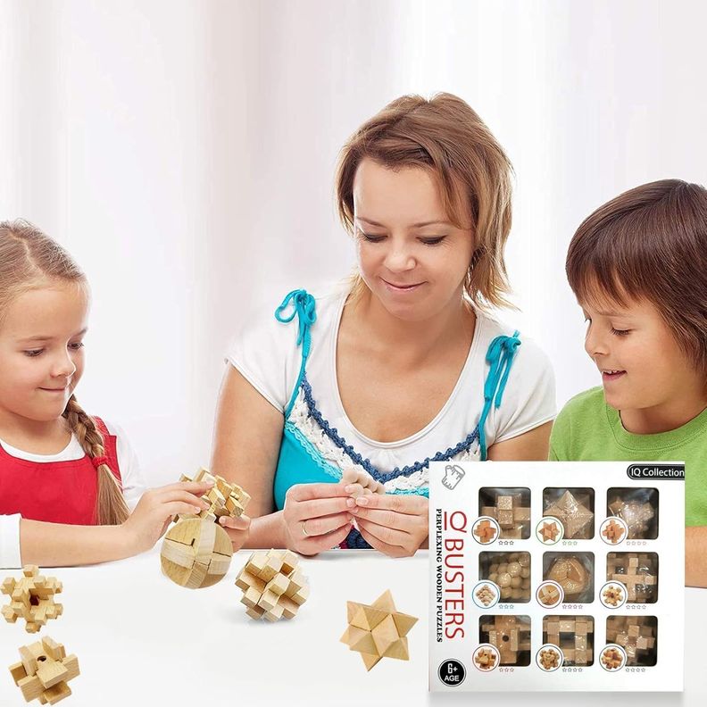 Juego De Destreza De Madera 3D 9 Piezas -4