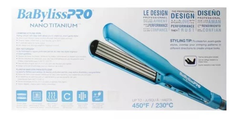 Plancha Waflera Nano Titanium BabylissPro 38mm 8-TOOH Crimping Plates-5