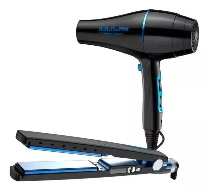 Kit BabylissPro Plancha Ionica 32mm y Secador 2000w Negro-1
