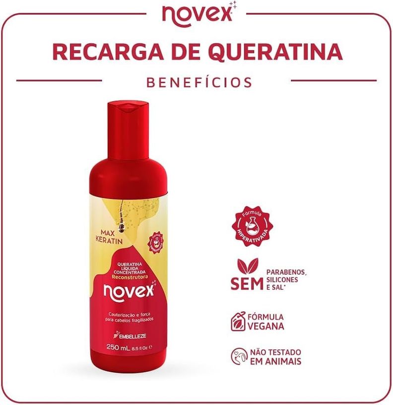 Tratamiento De Keratina Liquida Max Keratin Novex 250 Ml-3
