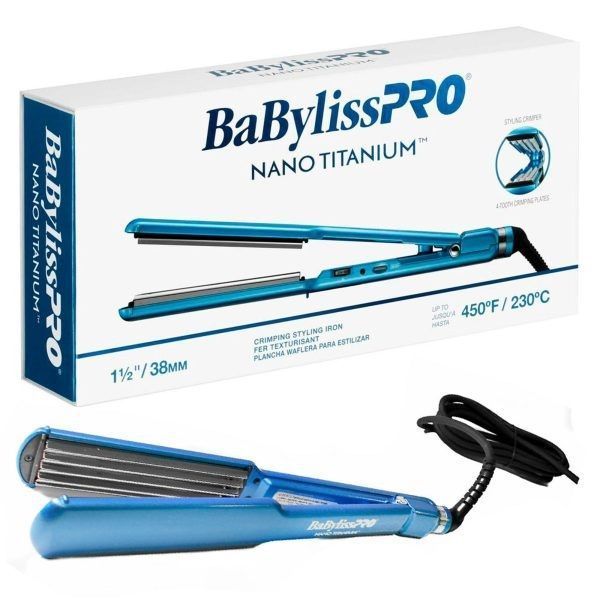 Plancha Waflera Nano Titanium BabylissPro 38mm 4-TOOH Crimping Plates-3