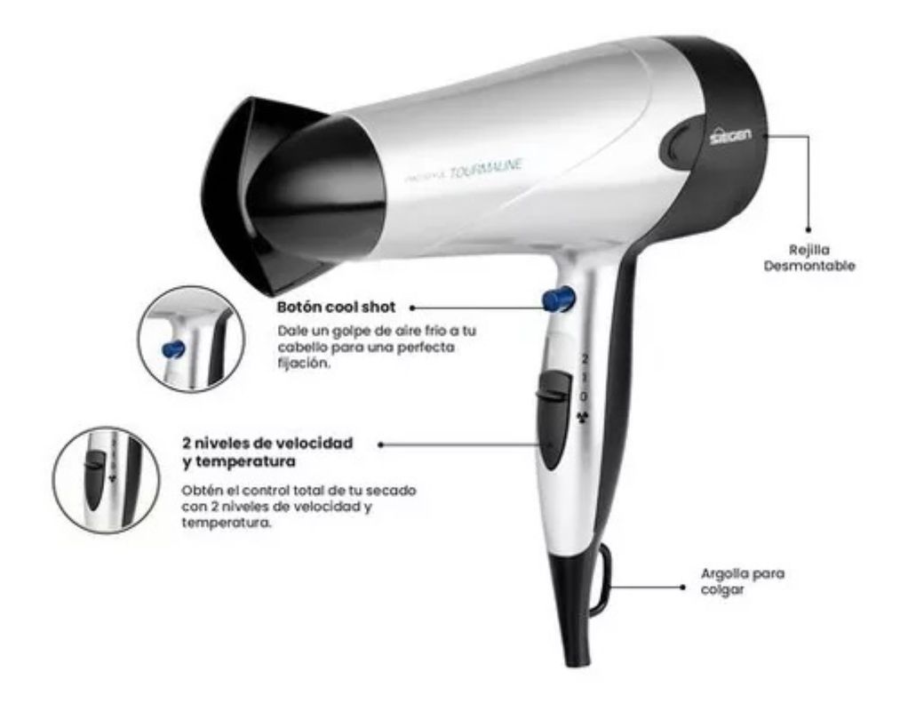 Secador de Pelo Siegen Signature Silver SG3025S 2000Watts-6