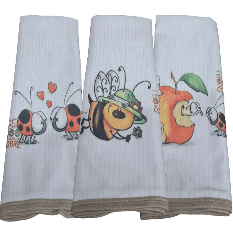 Pack 3 Paños de Cocina en Cobre, Chinita.-1