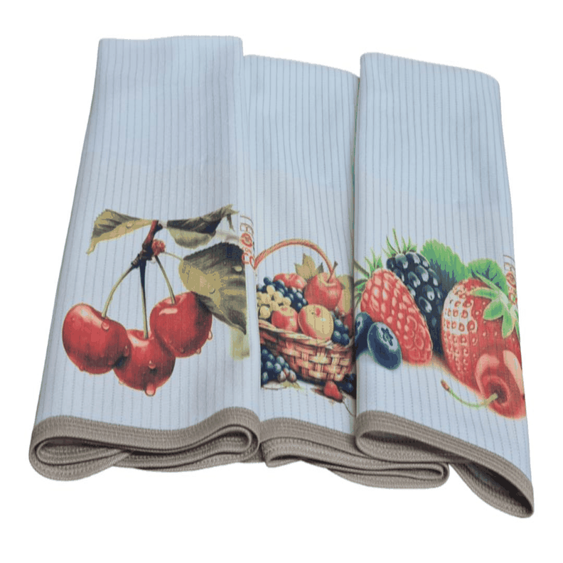 Pack 3 Paños de Cocina en Cobre modelo Frutas -0