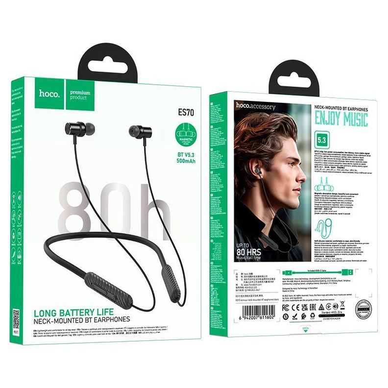 Audífonos Bluetooth Deportivos hasta 80hrs Hoco ES70-1