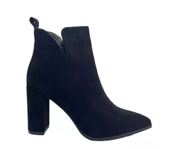 Botin Abierto Gamuza Con Taco Negro