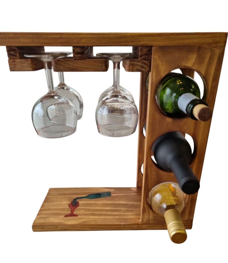 CAVA DE MADERA 3 BOTELLAS CON COPERO -RESINA