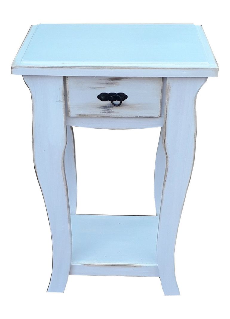 Velador vintage un cajon blanco-0