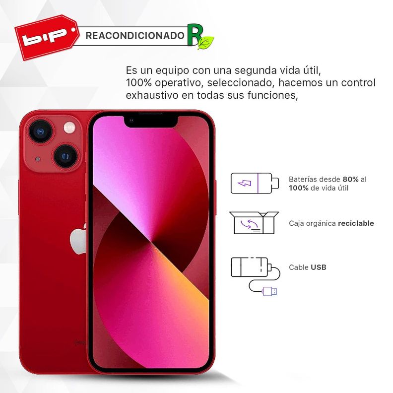 iPhone 13 Mini 128GB -Red- Reacondicionado -Grado A-1