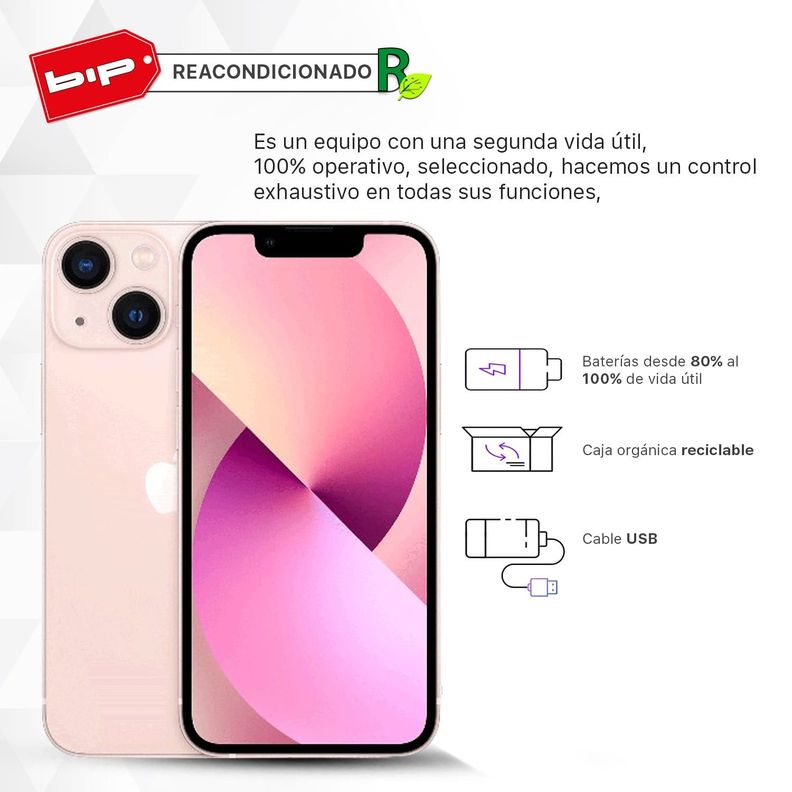 iPhone 13 Mini 128GB -Pink-Reacondicionado-Grado A-1