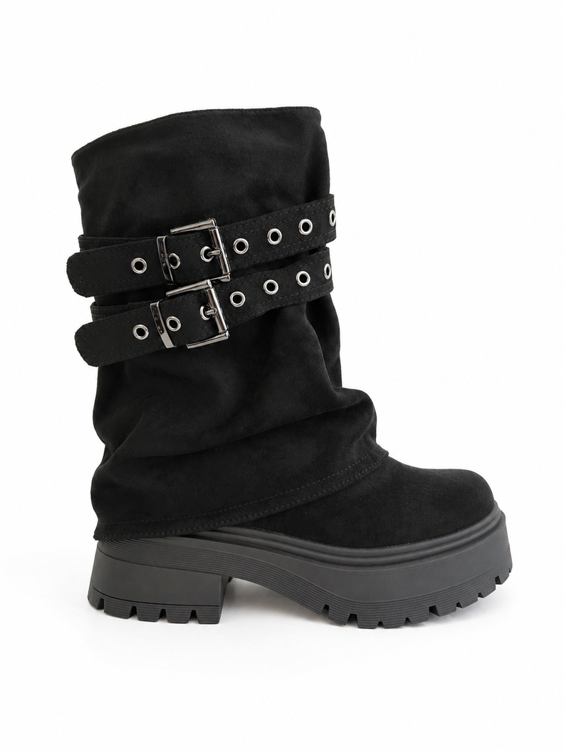 Bota Paris Black Plataforma Hebillas