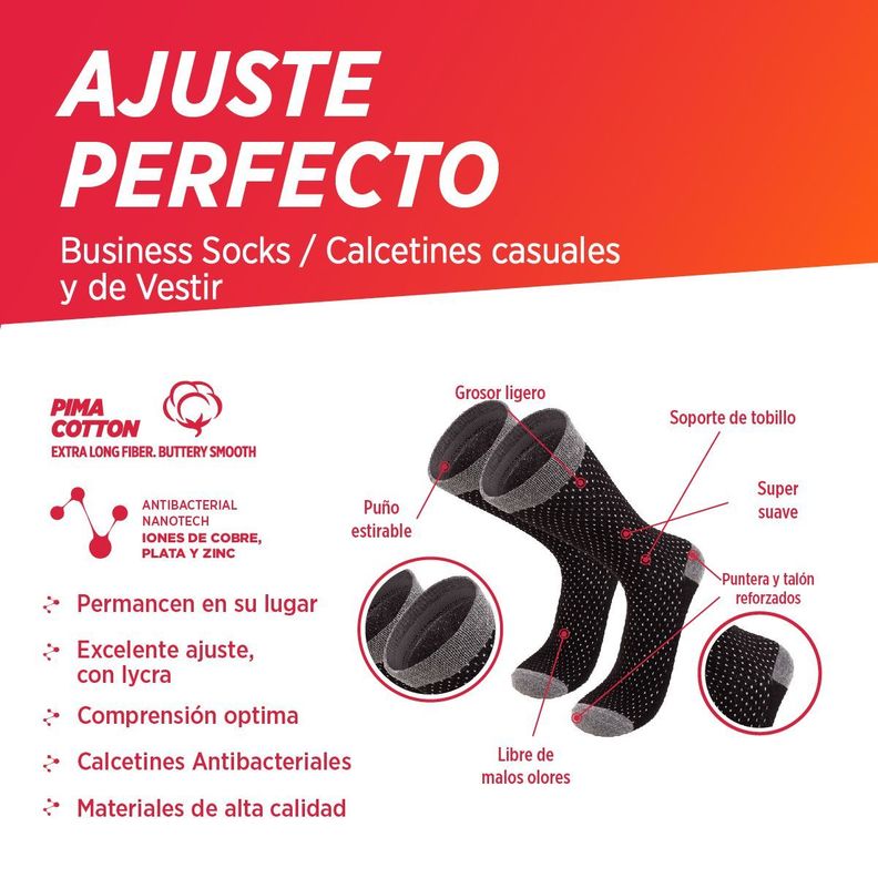 Calcetines de vestir casual hombre mujer algodón pima 3 pack-1