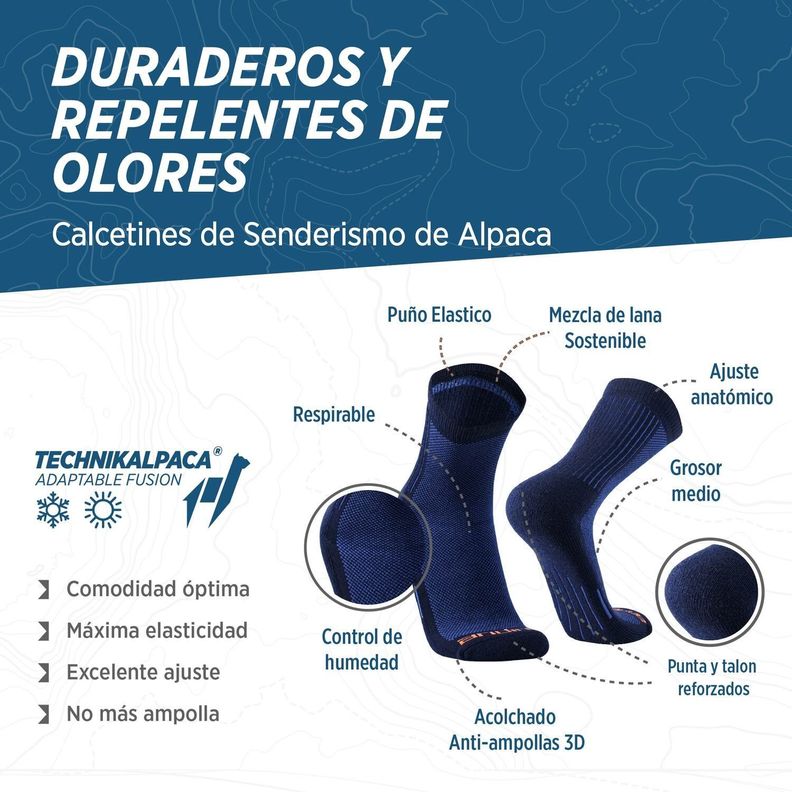 Calcetines deportivos alpaca hikking trekking runn para hombre mujer Andante-1
