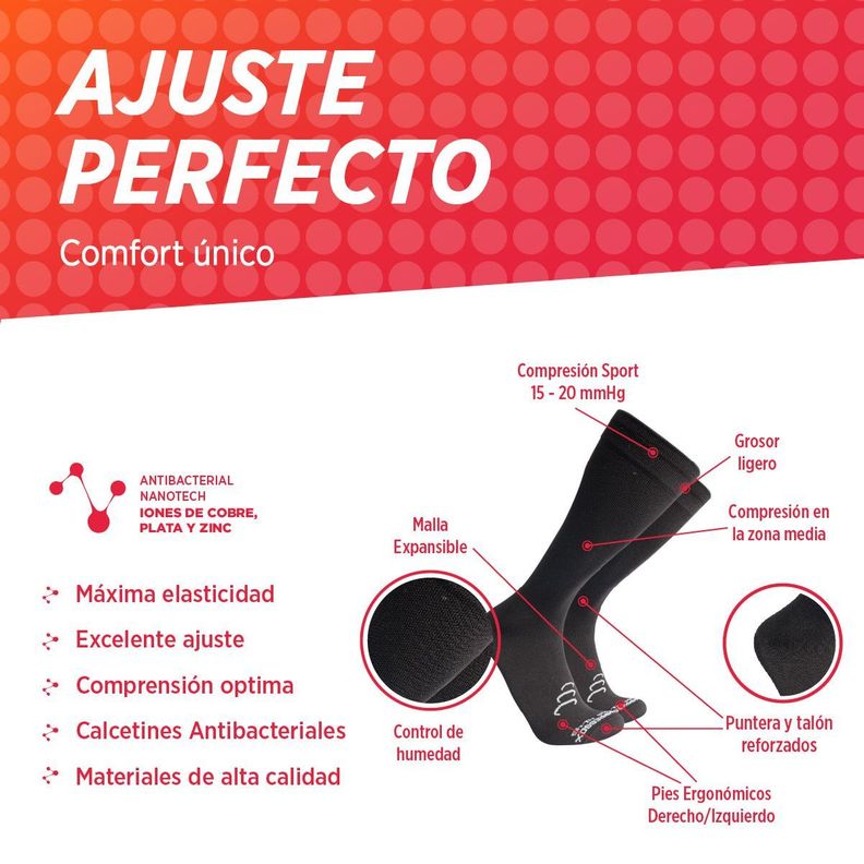 Calcetines de compresión varices 15-20 mmHg viaje embarazo fascitis-1