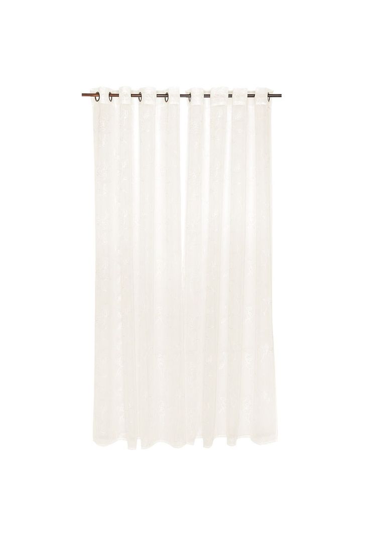 Set 2 Velos De Cortina Bordado Marfil 140x220 Cm Bosque-0