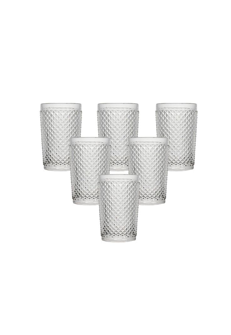 Set 6 Vaso Vidrio Tallada Rita 7,8x12,8cm Transparente -0