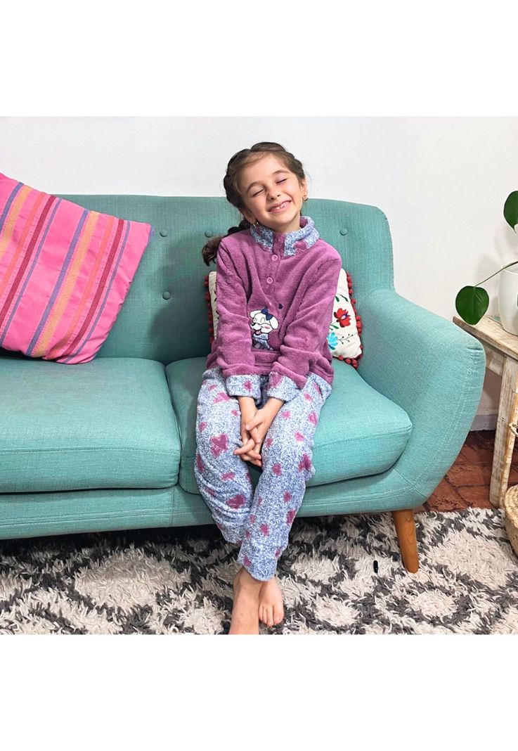 Pijama Niña Corazones T4 Rosado-2