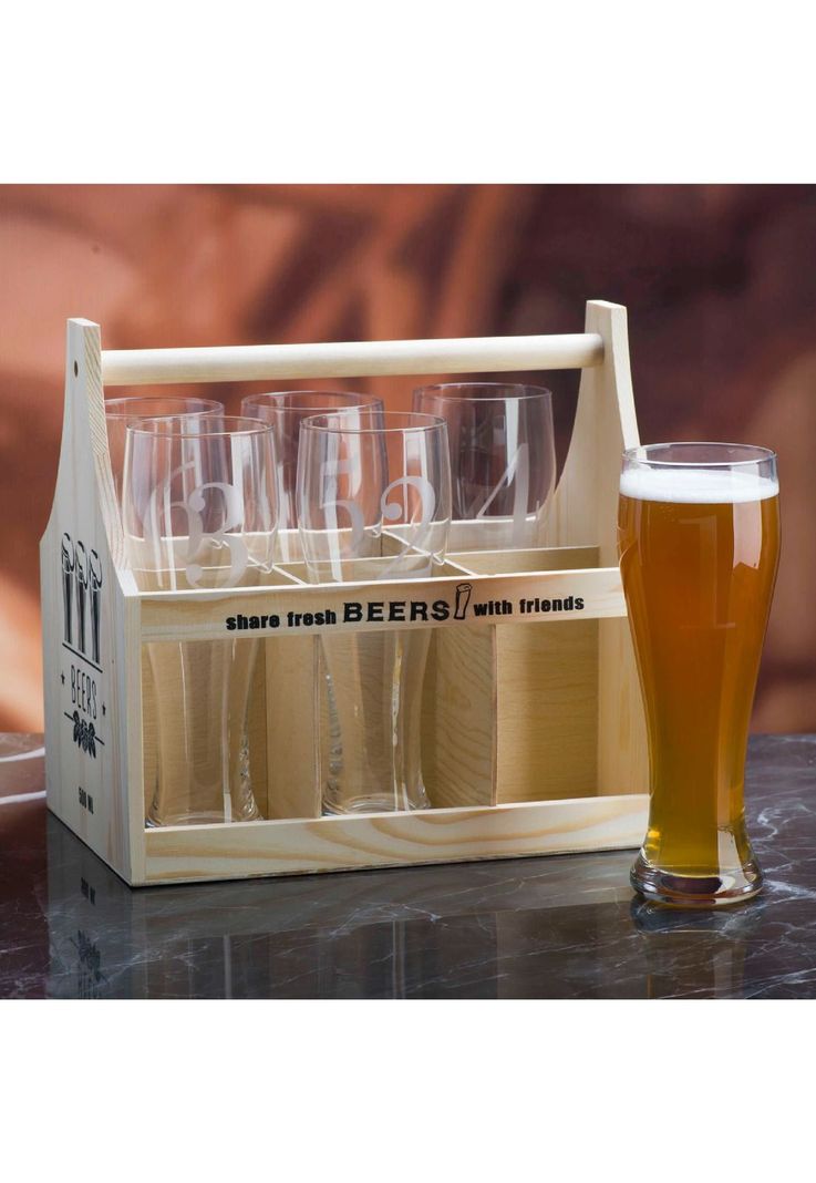 Set 6 Vaso Cerveza C/N° En Caja-1