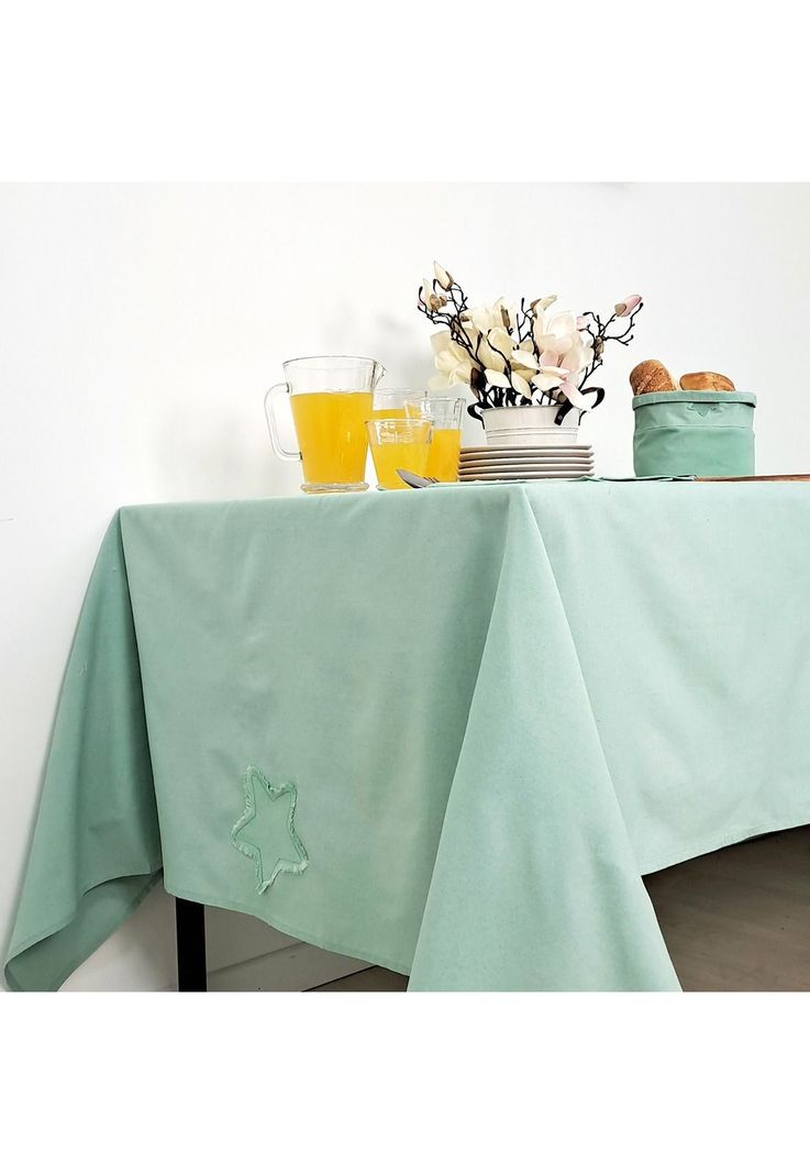 Mantel Estrella Deshilachada 160x250 Cm Celeste-0